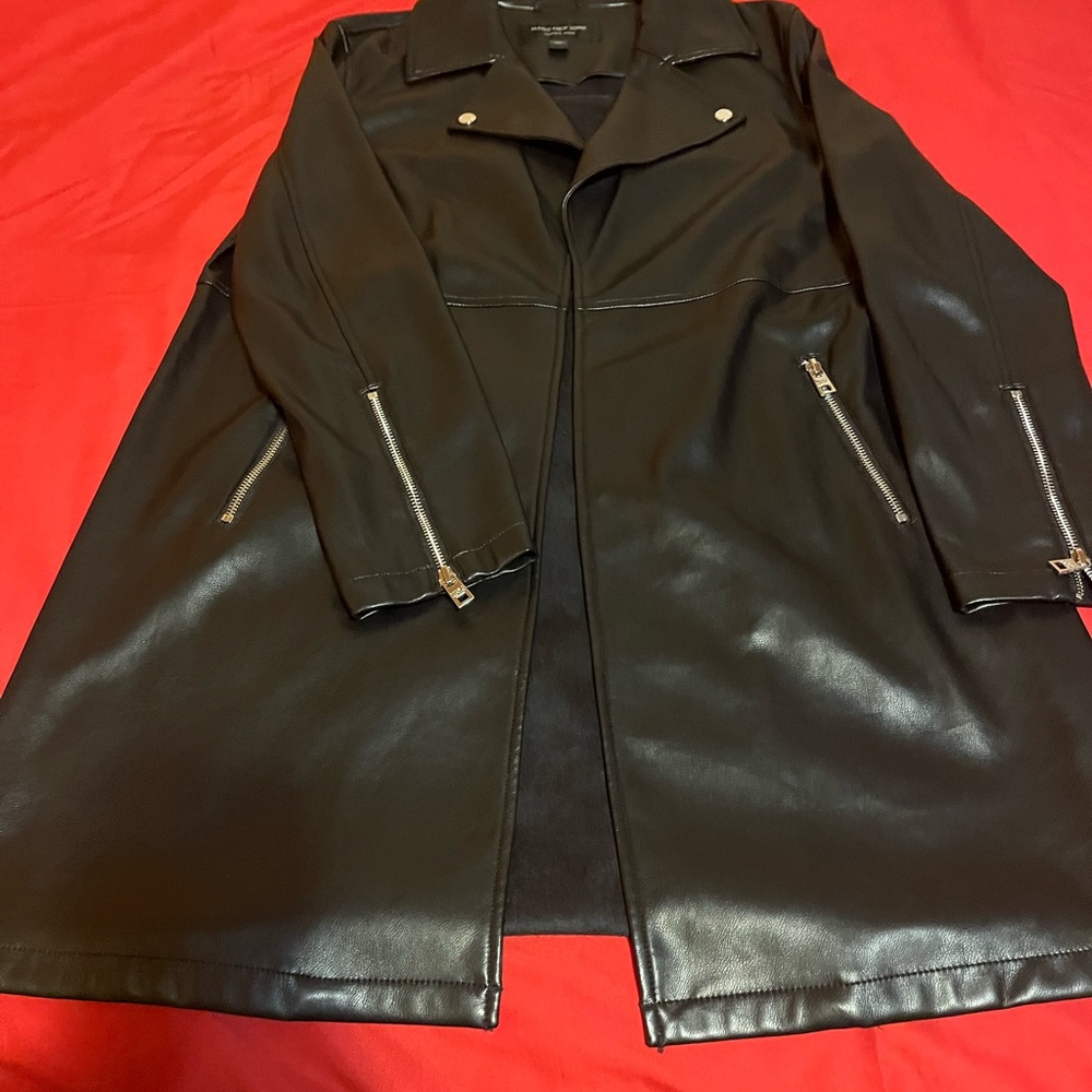 Marc New York Midnight Black Soft Faux leather Car Coat